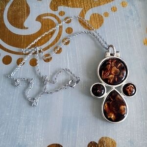 Handcrafted Statement Pendant with Amber-Like Stones